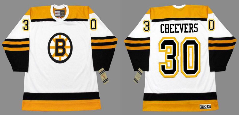 2019 Men Boston Bruins #30 Cheevers White CCM NHL jerseys